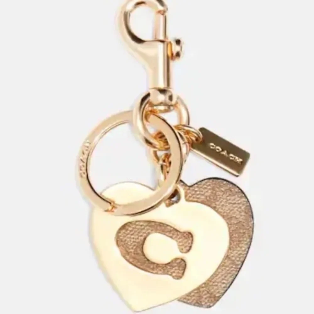 Coach Signature Hearts Keyring NWT